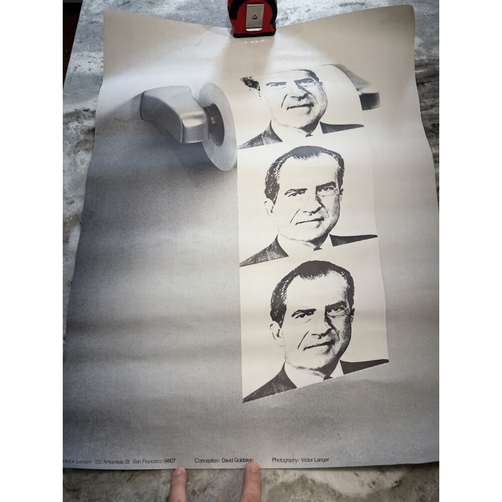 Vintage Richard Dick Nixon Toilet Paper Anti War Poster Political 1970 Langer